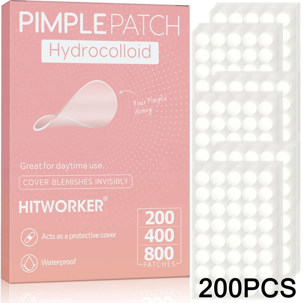 Hydrocolloid Acne Pimple Patches - Invisible Oil-Absorbing Spot Cover, Waterproof, 200/400/800PCS