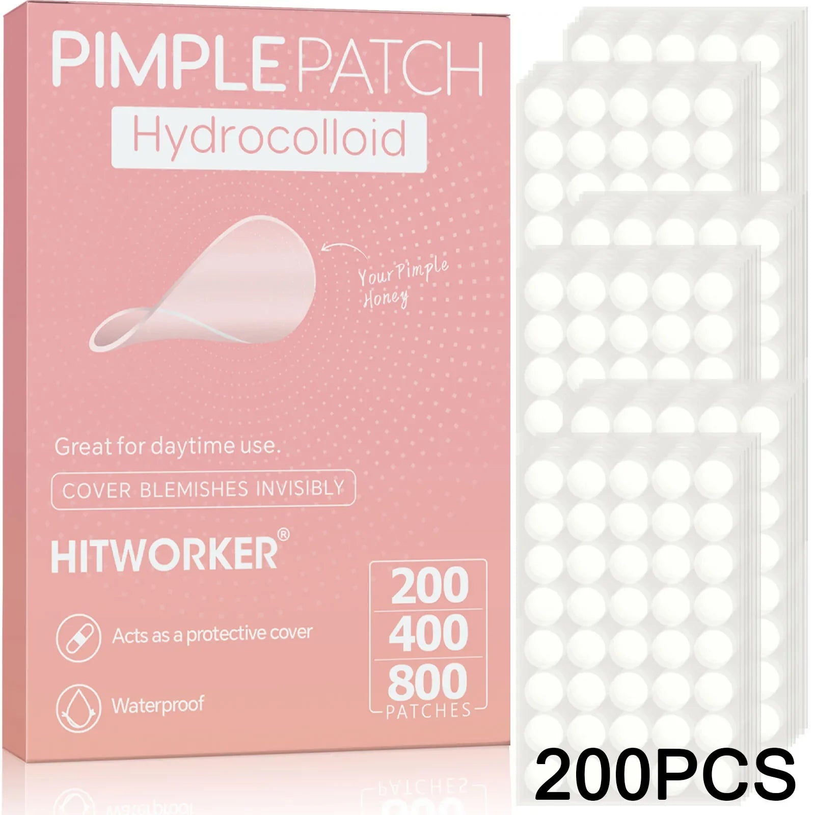 Hydrocolloid Acne Pimple Patches - Invisible Oil-Absorbing Spot Cover, Waterproof, 200/400/800PCS