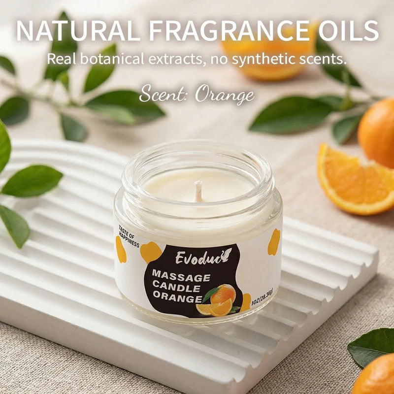 Massage Oil Candle with Sweet Orange Soy Wax for Relaxation and Deep Skin Moisturizing