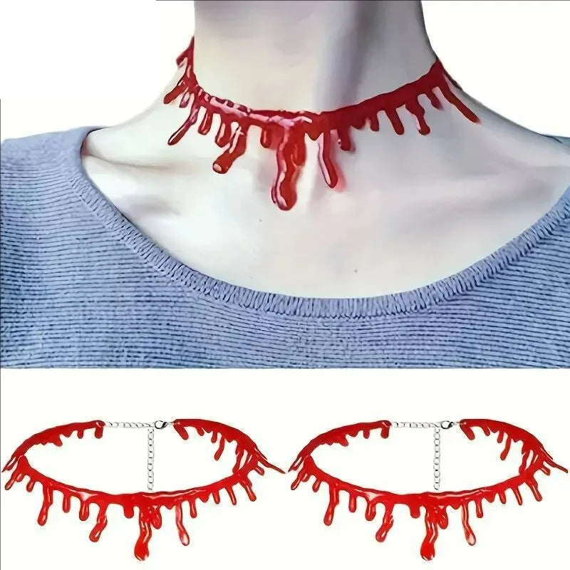 Halloween Blooddrop Necklace Horror Vampire Choker Dark Style Costume Accessory