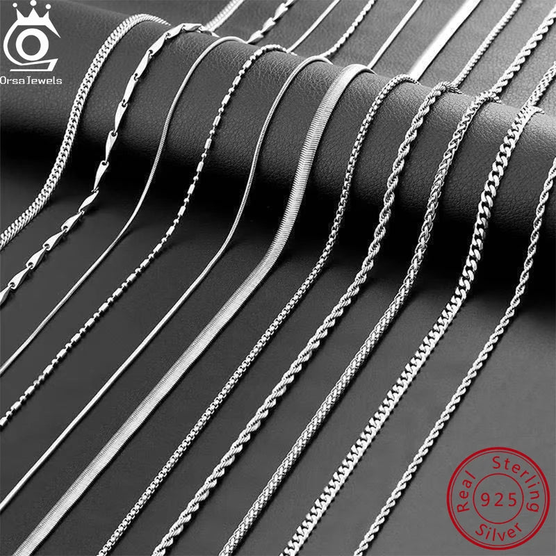 Sterling Silver Chain Necklace for Men & Women - Simple High-Quality Jewelry