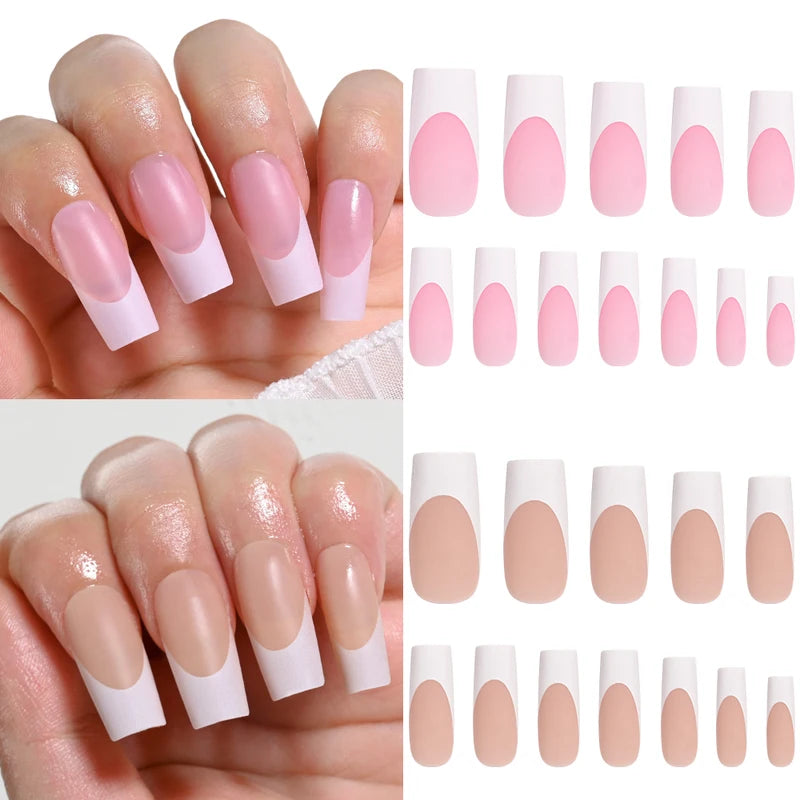 120Pcs Medium Long Square Acrylic Fake Nails Full Cover French Press-On Nails for Women