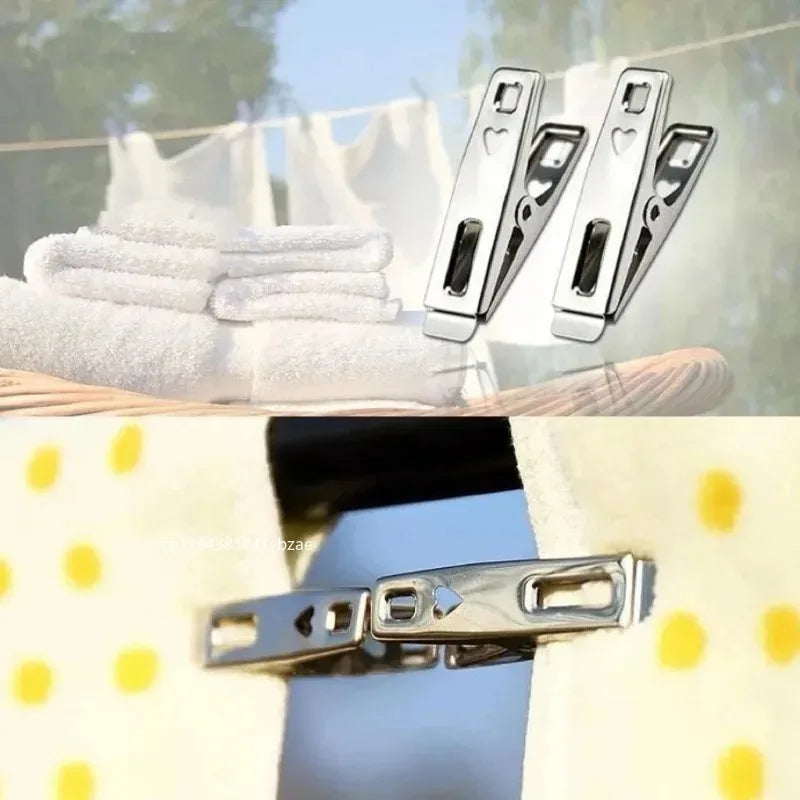 Stainless Steel Clothes Pins Set - Windproof Laundry Clips, Multi-Use Clothespins