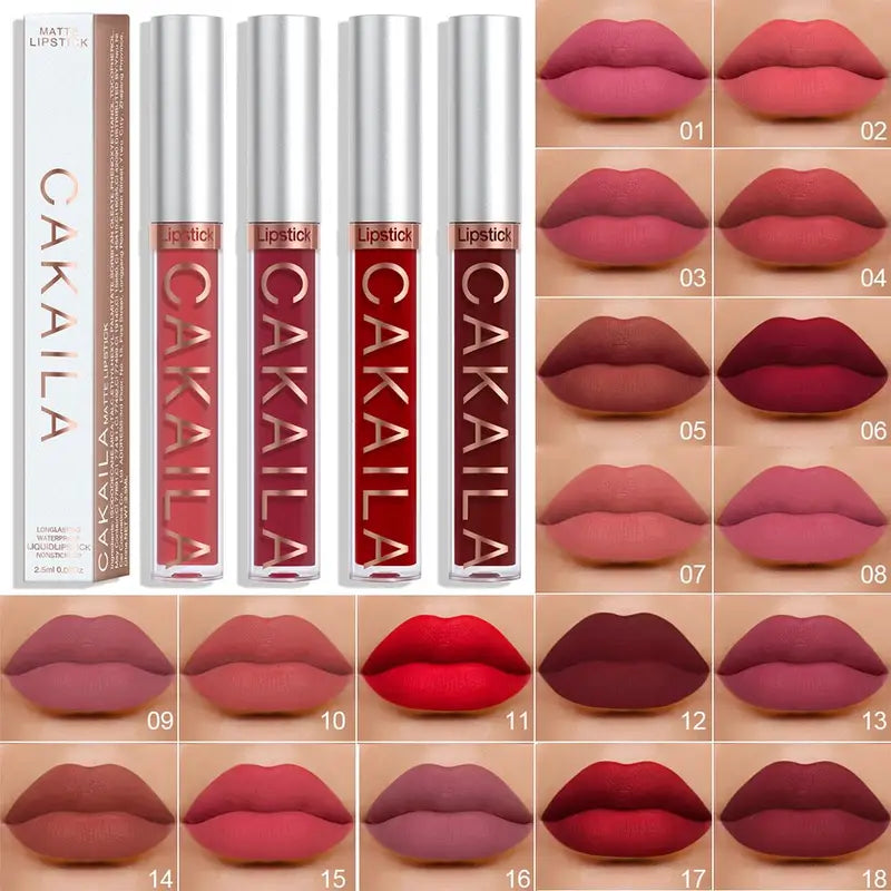 Long Lasting Waterproof Matte Lipstick - 18 Colors Liquid Lip Gloss