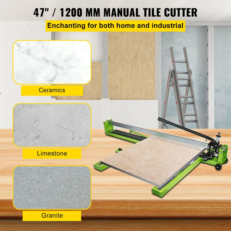 Manual Tile Cutter Infrared Laser Positioning 47-Inch Heavy Duty Ceramic & Porcelain