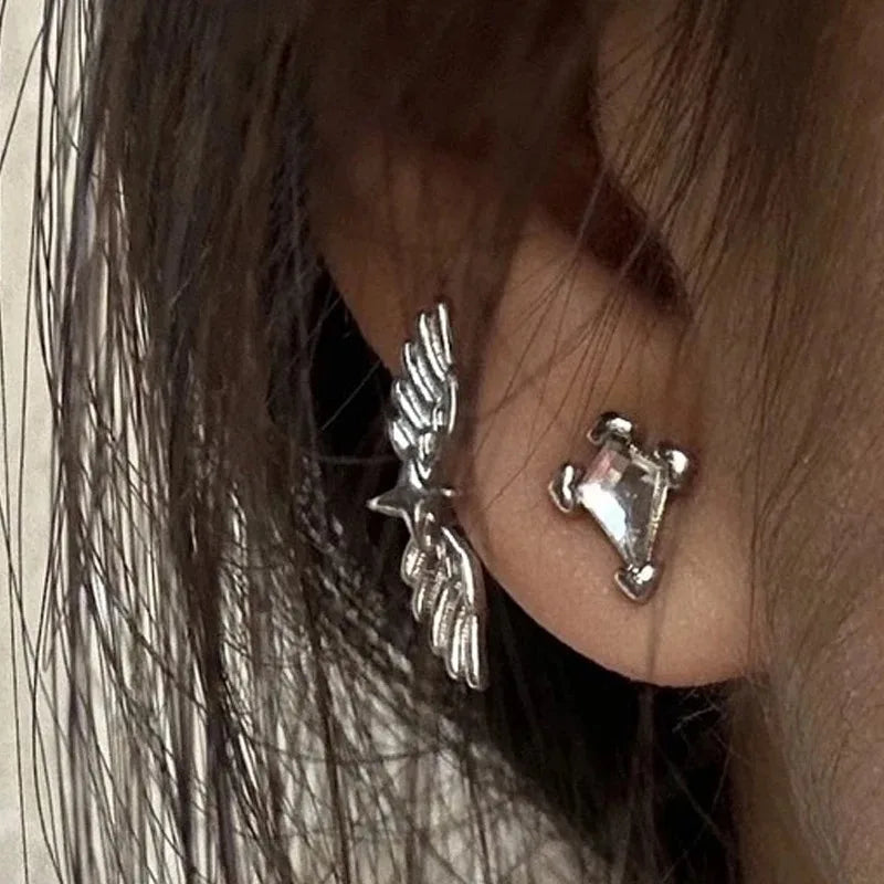 Angel Wings Earrings for Women - Y2K Zircon Rear Hanging Jewelry - Multiple Colors