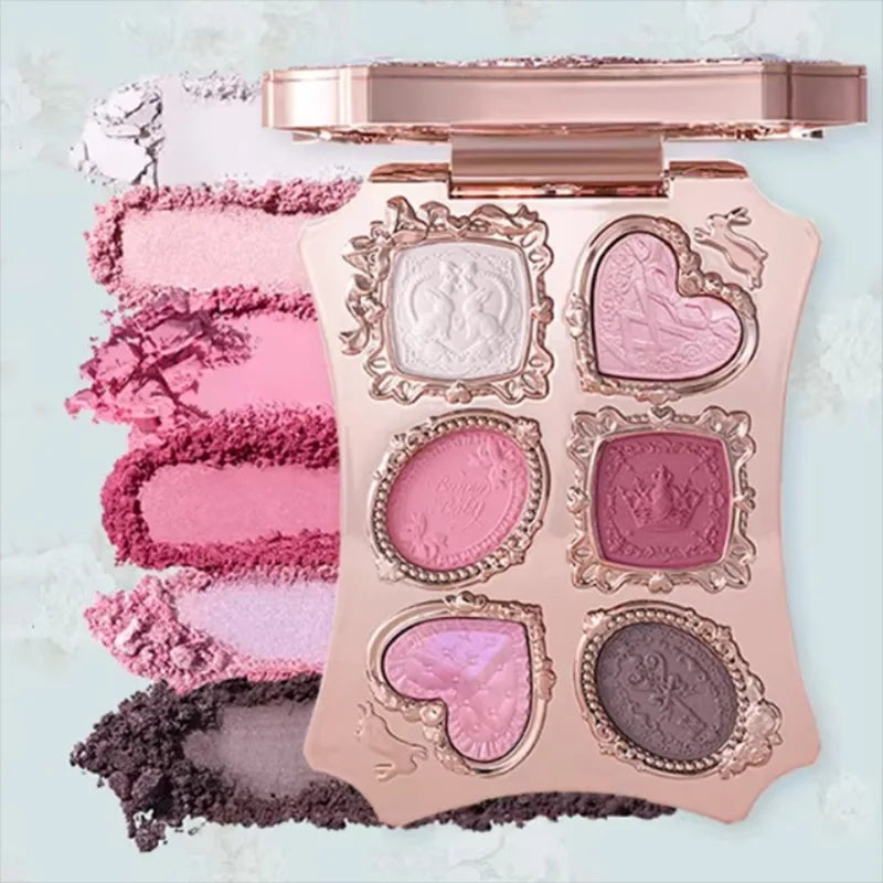 Matte Pearlescent Eyeshadow Palette with Six Color Variants - Long Lasting Glitter Makeup