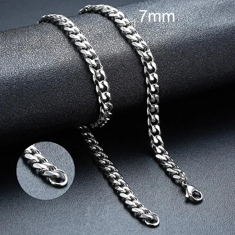 Unisex Waterproof Stainless Steel Cuban Chain Necklace 5/7/9mm Thick Collar Jewelry