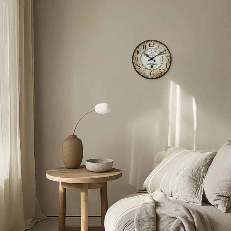 Wooden Wall Clock 10-16 Inch Silent Quartz Home Decor Living Room Bedroom Kitchen