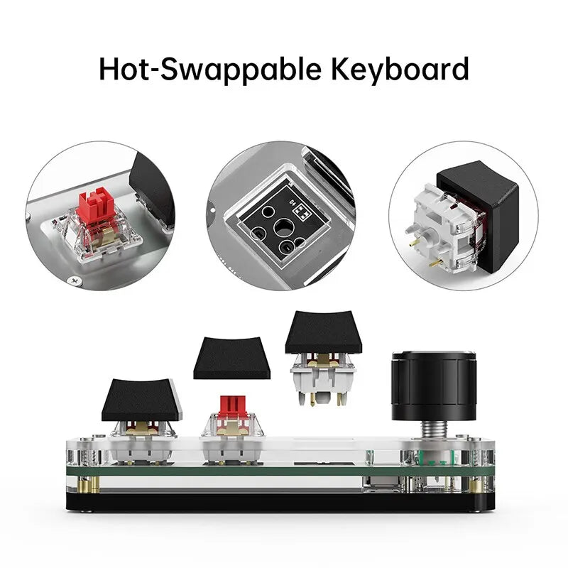 Mini Gaming Macro Mechanical Keyboard RGB 3-Key Programmable Red Switches