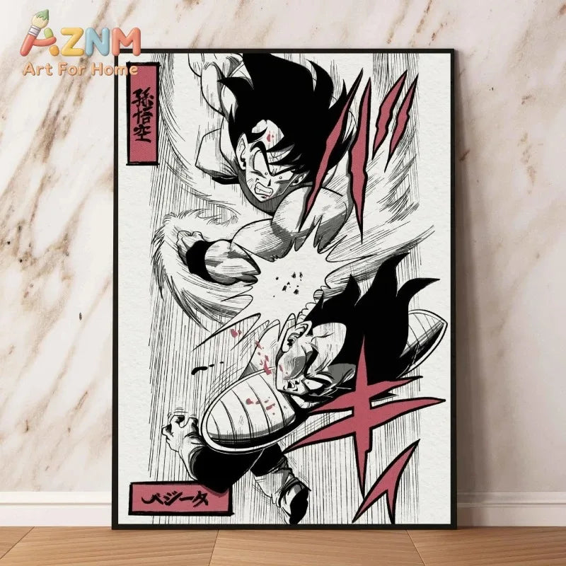 Painting By Numbers Kit for Anime Characters Goku and Vegeta - Home Decor & Holiday Gift