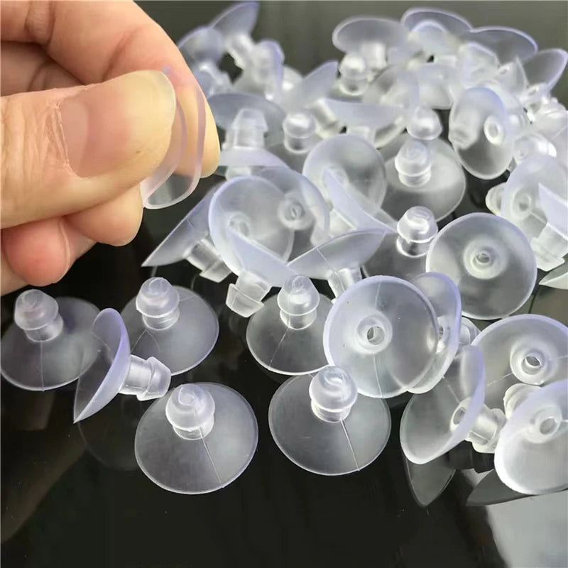 Strong Vacuum Suction Cups for Glass & Surfaces - Clear, Soft PVC, 18-30mm