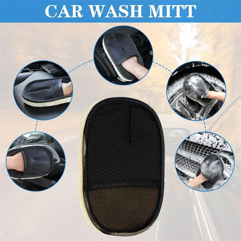 Car Cleaning Sponge Glove Set Microfiber Washing Mitts for Automotive & Home