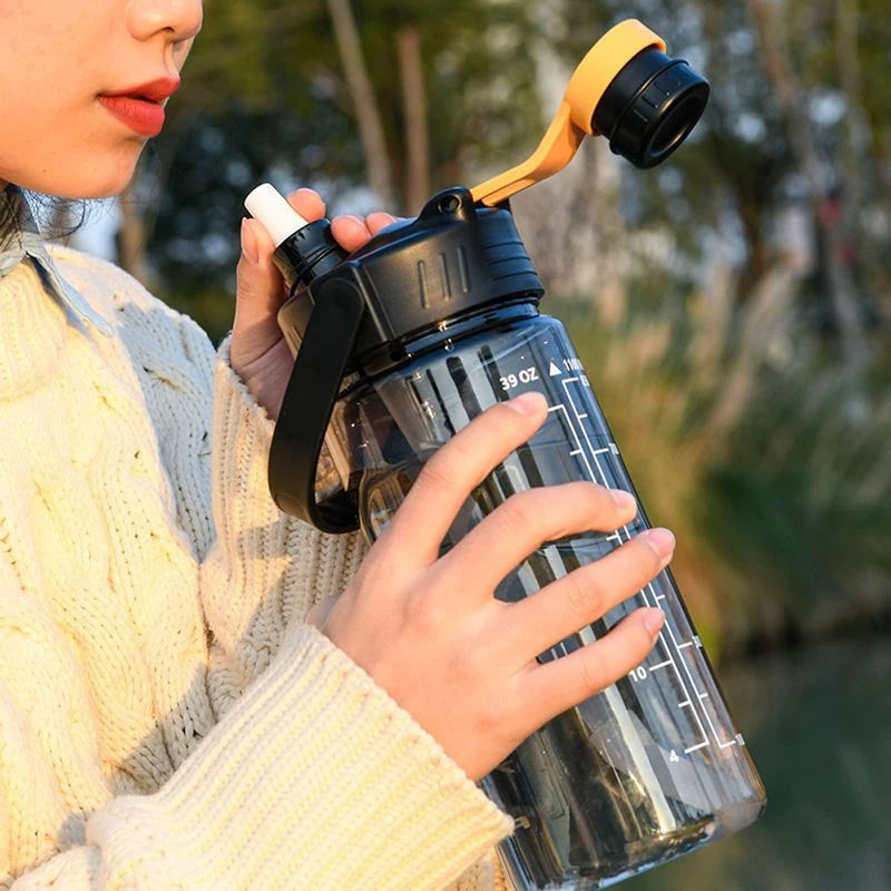 101oz/50oz BPA-Free Insulated Water Bottle with Time Marker, Straw & Lid