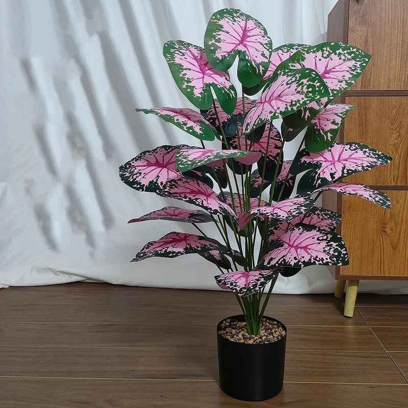 Artificial Potted Leaf Plants - Fake Indoor Decoration, Set of 12-24 Leaves