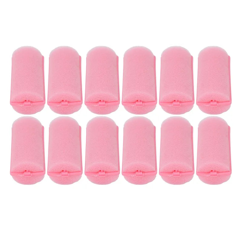 12pcs Foam Sponge Hair Curlers Set - Heatless Styling Rollers for Women