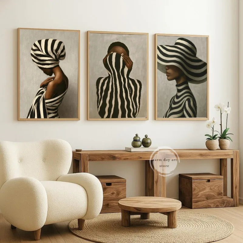 Abstract Black & White Wall Art Canvas Prints for Living Room Decor
