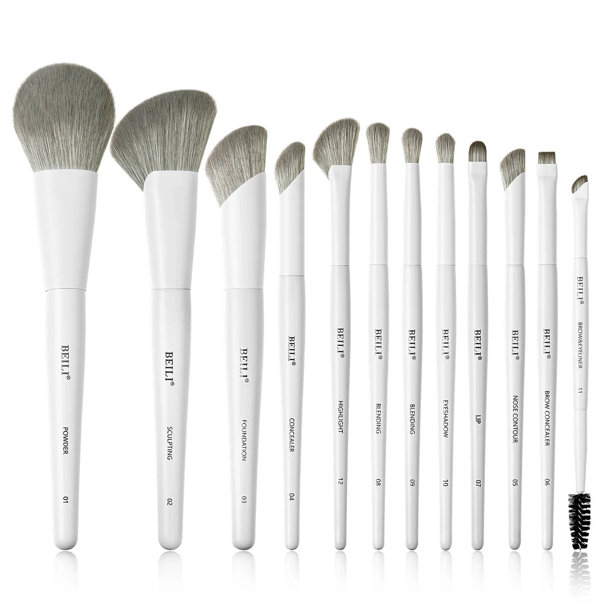 Vegan Makeup Brush Set - 12 Multi-Use Eye & Face Brushes for Powder, Concealer, Eyeliner, Contour