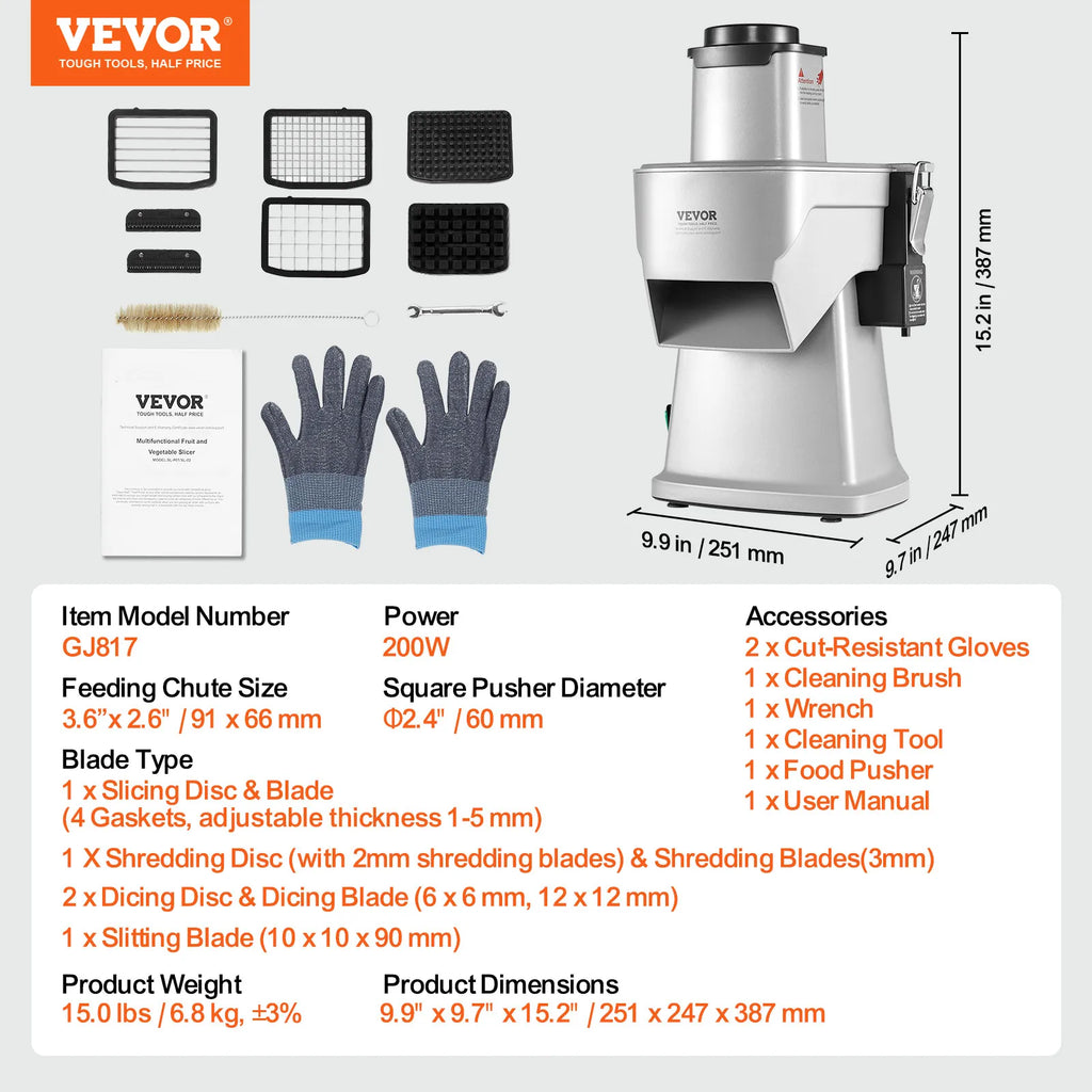 Electric Vegetable Slicer 4-in-1 Food Chopper for Slicing Shredding Dicing