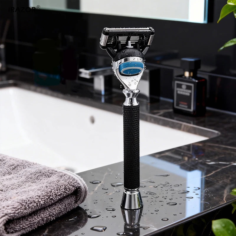 Manual Safety Razor for Men - 5-Blade Fusion Compatible Shaver Black Handle