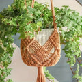 Boho Cotton Rope Plant Hanger with Net Pouch for Indoor Outdoor Gardens