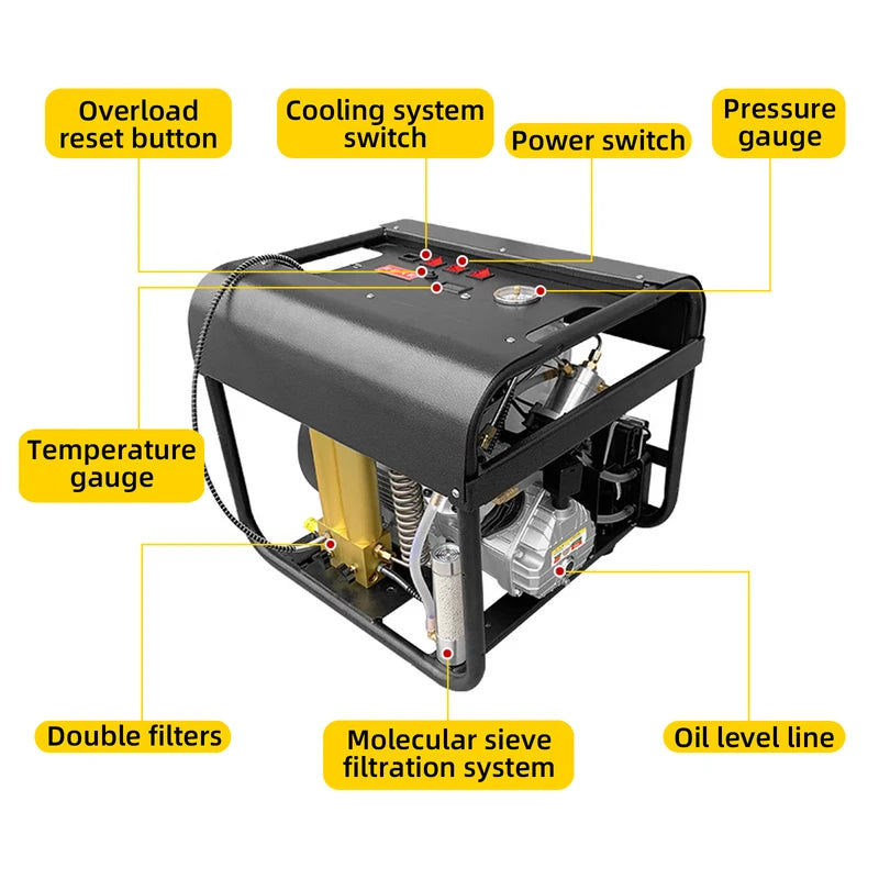 High Pressure PCP Air Compressor 4500PSI 300Bar for Scuba Diving & Paintball