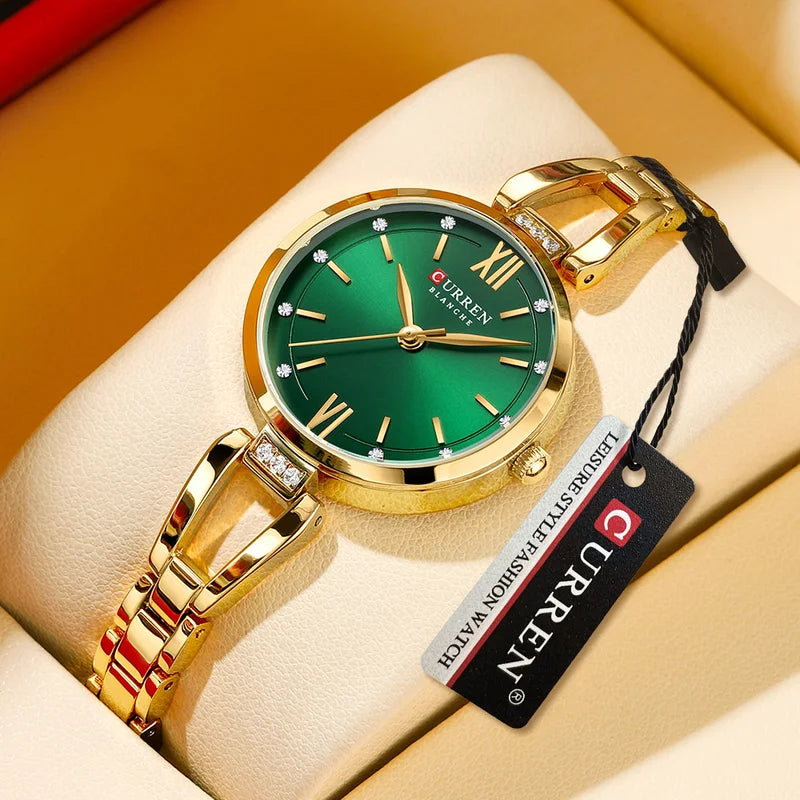 Casual Vintage Ladies Watch with Stainless Steel Dial and Adjustable Band