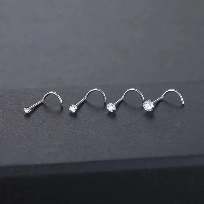Stainless Steel Nose Piercing Jewelry Set 10/20/50 Pcs with CZ Crystals for Women