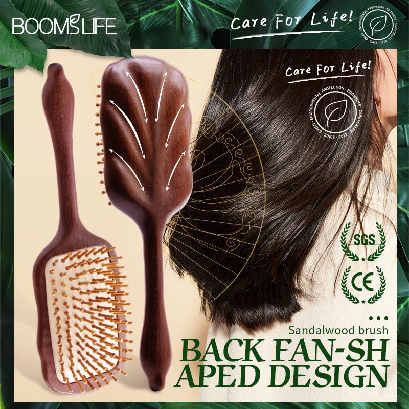 Wooden Wide-Tooth Paddle Hair Brush for Women Scalp Massage & Detangling