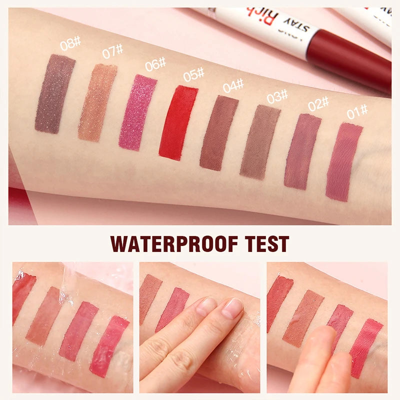 Double-Ended Lip Gloss & Lip Balm Matte Misty Surface Non-Stick Cup Transparent Lip Makeup with Mirror Water Light