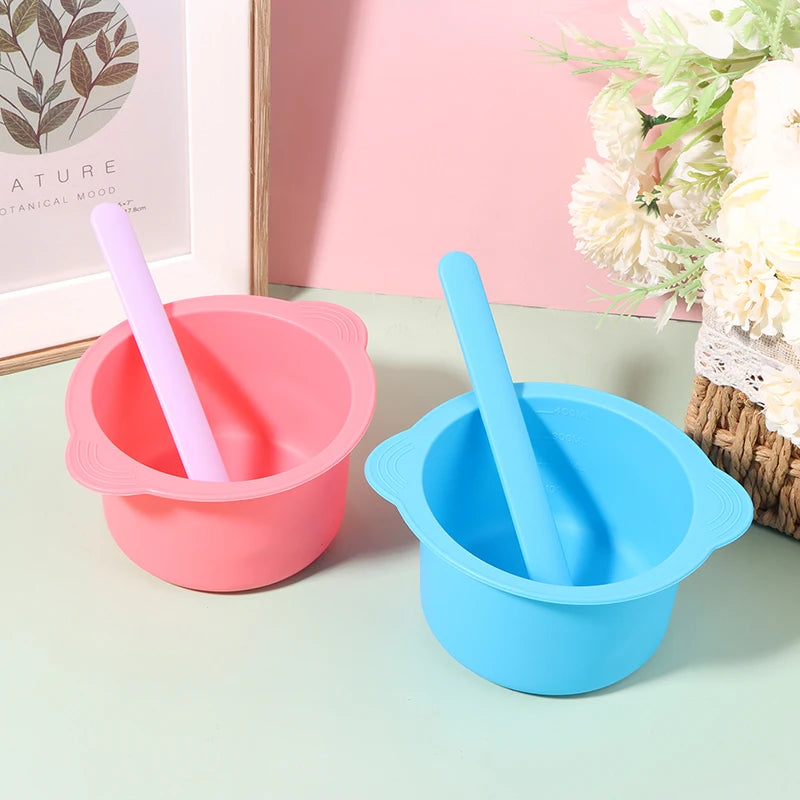 Heat-Resistant Silicone Wax Warmer Bowl with Stirring Stick - Hair Removal Supplies