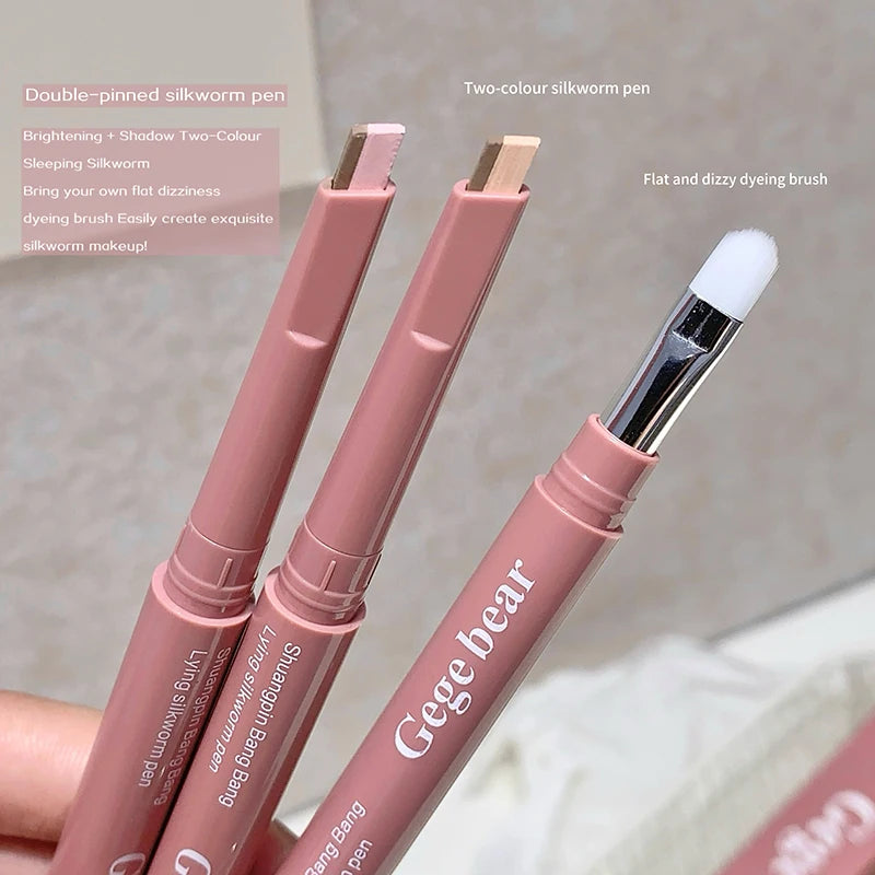 Dual-Tone Matte Highlighting & Contour Pencil for Eye Makeup - Waterproof, Nude Beige & Brown Shades