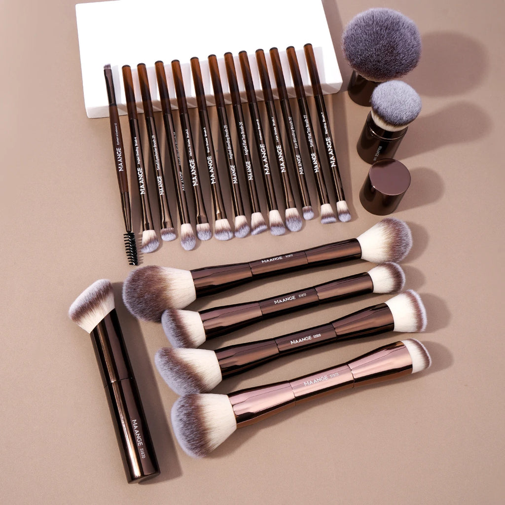 20-Piece Makeup Brush Set with Double-Ended Foundation Concealer Blush Eye Shadow Tools
