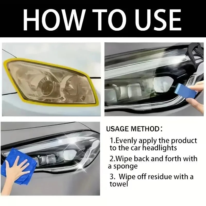 Car Headlight Restoration Spray - Clear Lens & Improve Visibility