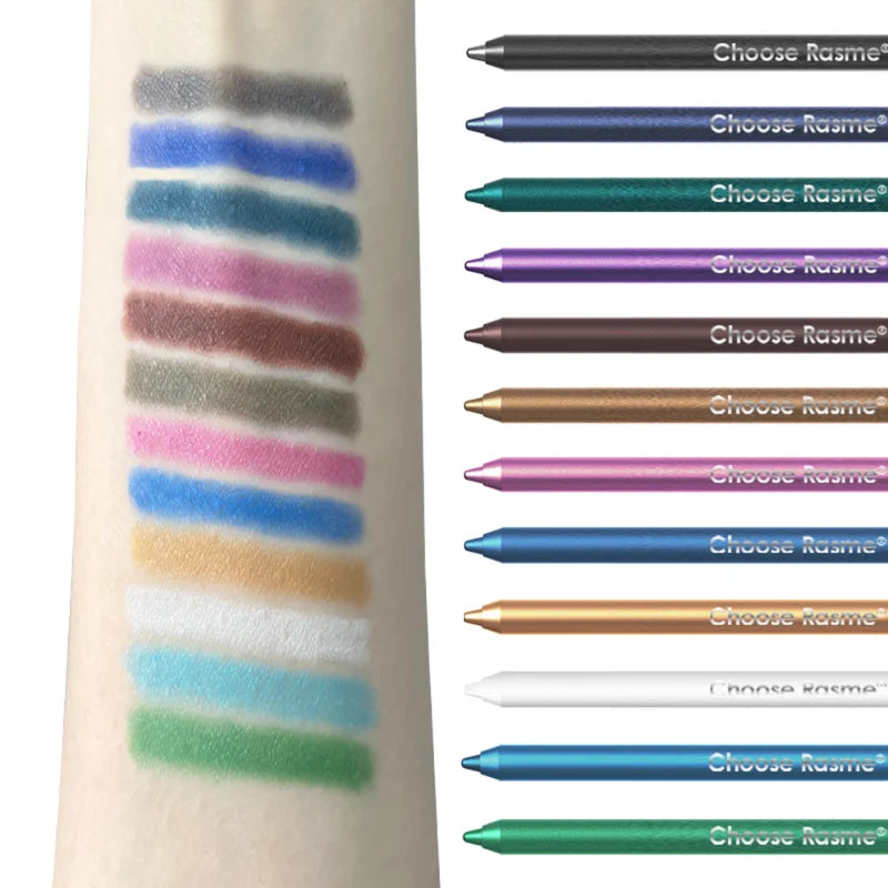 Waterproof Eyeliner Pen Set with Shimmering Effects - 12 Colors, Long-Lasting & Easy to Apply