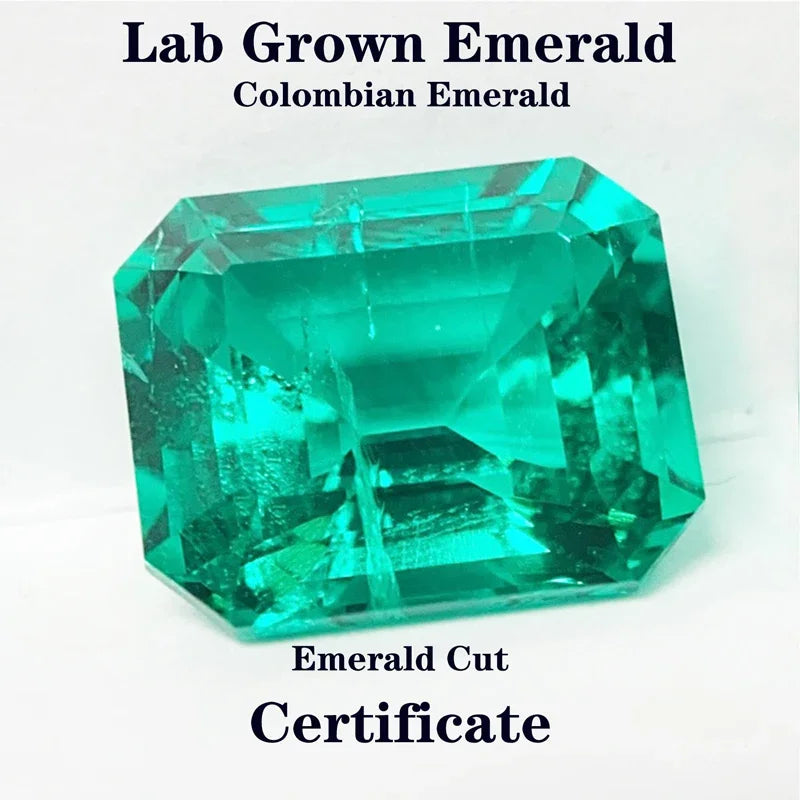 Lab Grown Emerald Charms for Jewelry Making 10x12mm Emerald Cut Gemstones