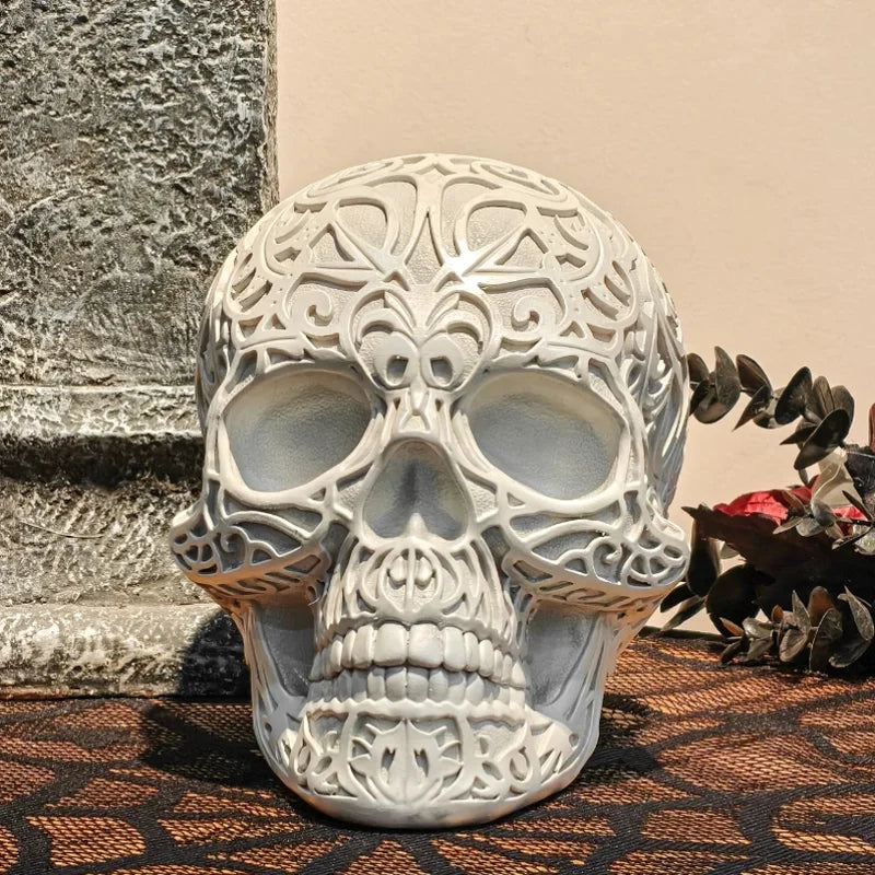Halloween Skull Head Home Decor Resin Skull Figurine for Bedroom Living Room Entryway