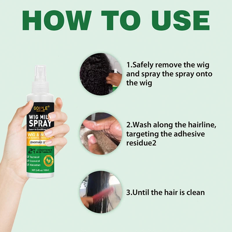 100ml Wig Moisturizing Spray for Synthetic Hair - Frizz Control & Shine