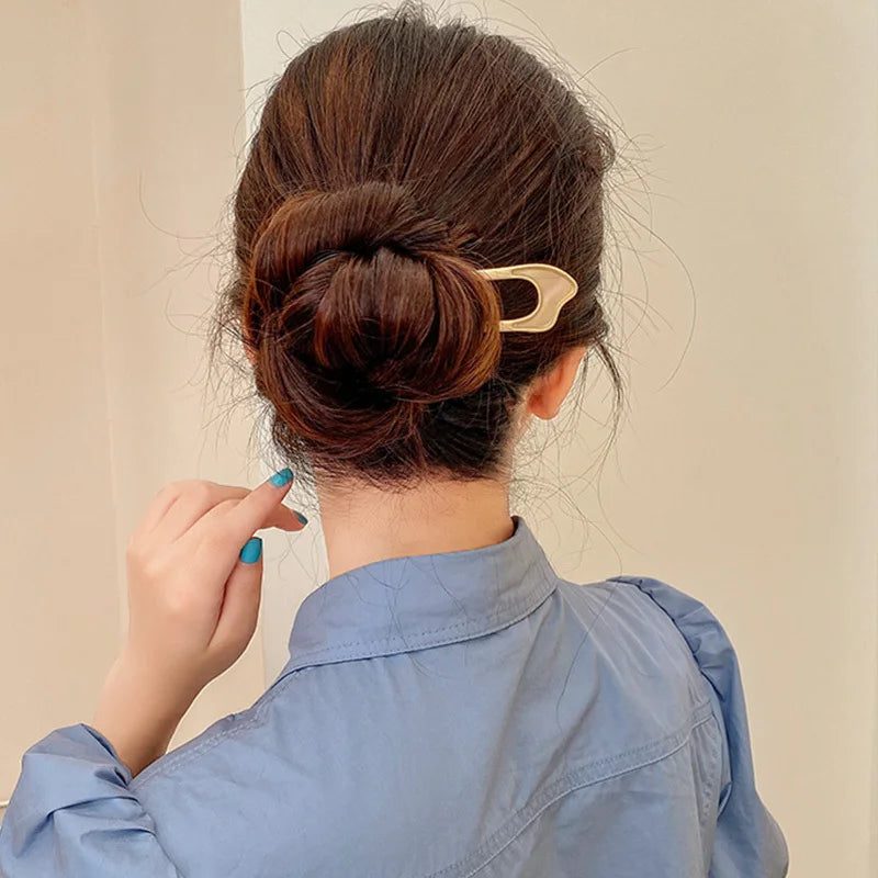 Elegant Silver Gold Color Shell Enamel Hairpin for Women Hair Accessories