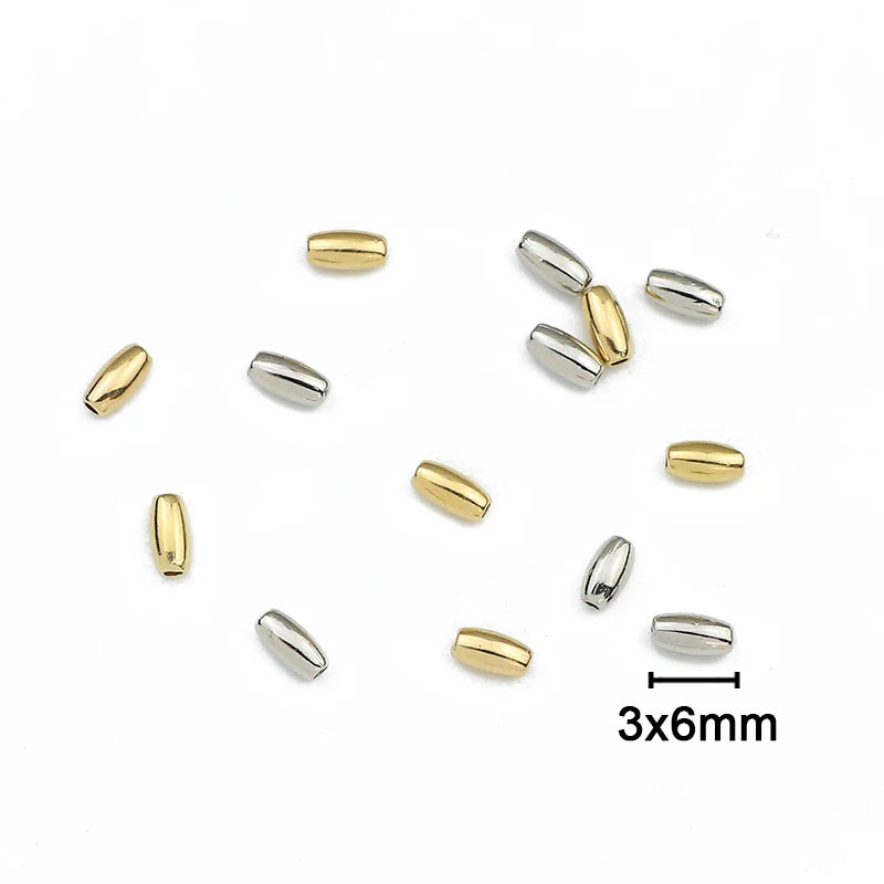 Gold Silver Plated Oval Spacer Beads 3x6mm Jewelry Making Supplies 200pcs