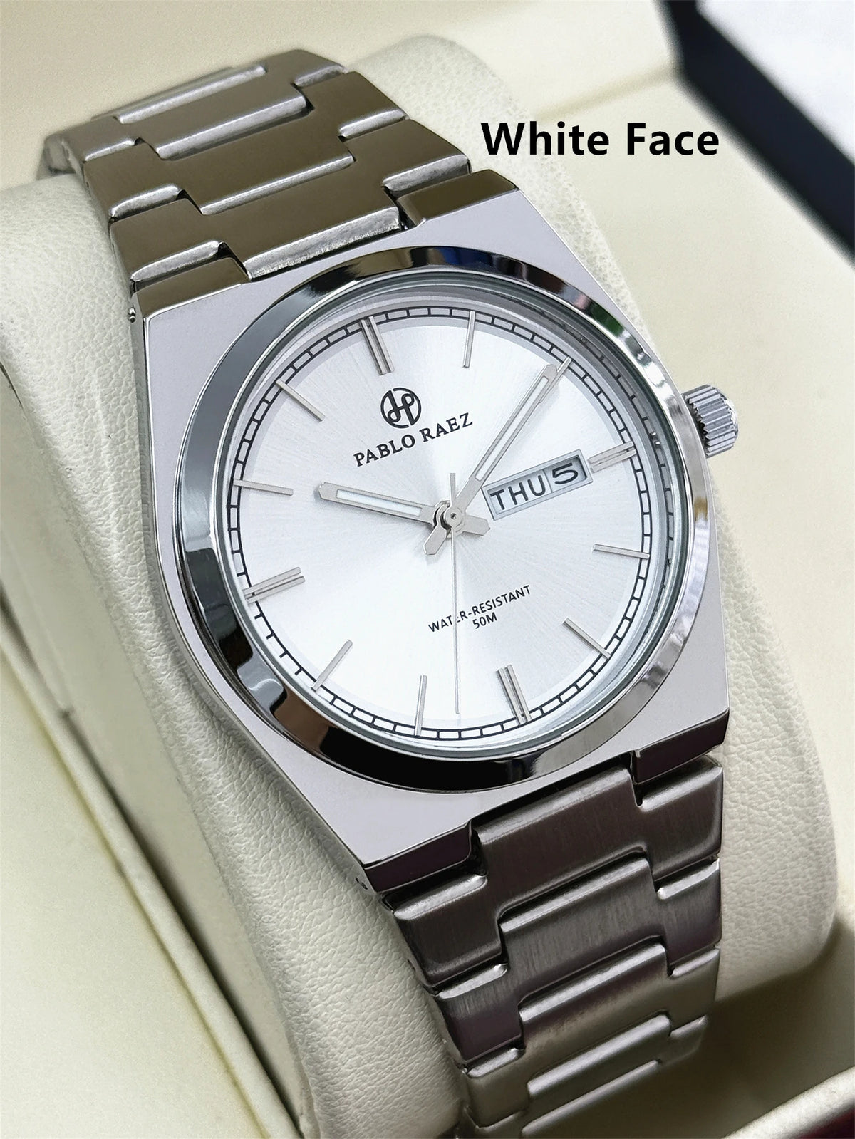 Luxury Quartz Men’s Waterproof Luminous Wristwatch with Stainless Steel Band