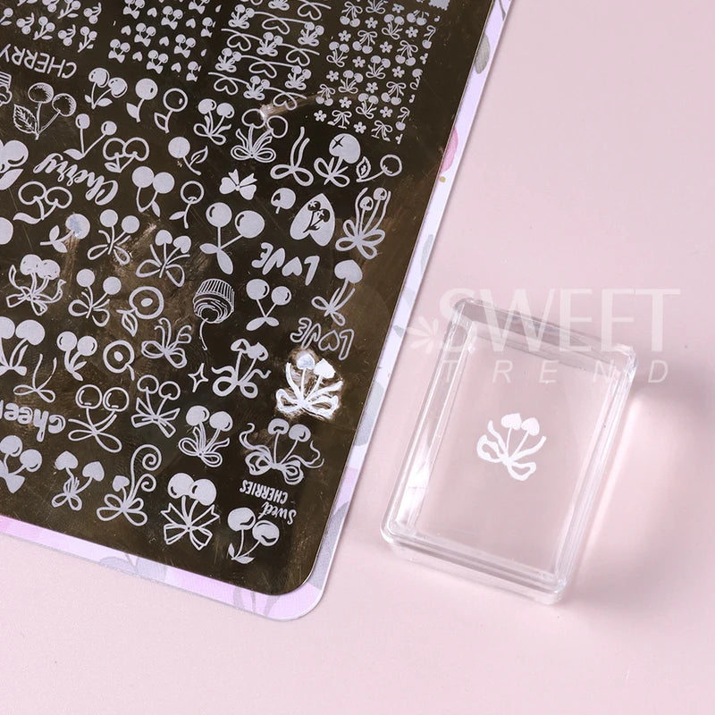 Silicone Nail Art Stamping Kit French Manicure Plate Stamp & Stencil Tools