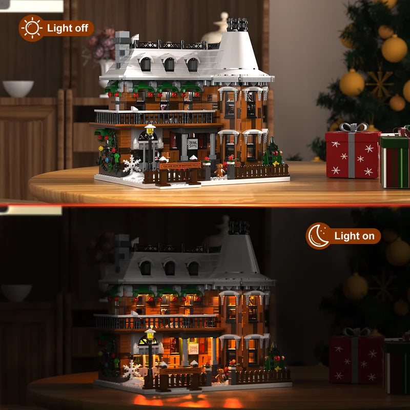 Christmas House Building Blocks Set - Victorian Snow House Decor with 1549 Pieces