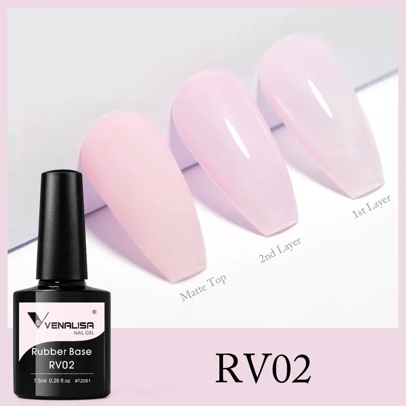 Semi Transparent Pink Rubber Base Coat Nail Gel - UV LED Soak-Off Gel Polish
