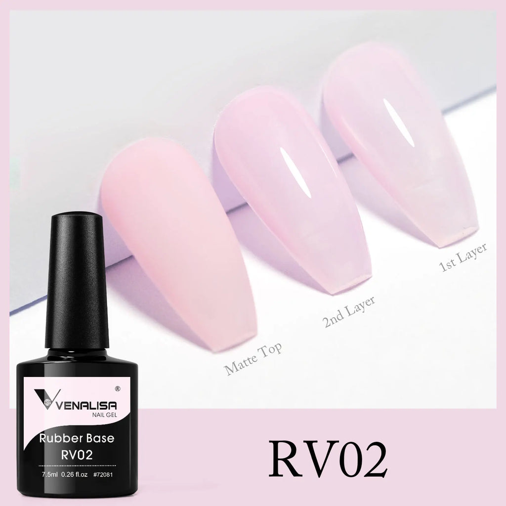 Semi Transparent Pink Rubber Base Coat Nail Gel - UV LED Soak-Off Gel Polish