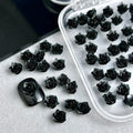 30PCS 3D Resin Black Rose Nail Art Decorations Minimalist Flower Charms for DIY Nails & Hairpins