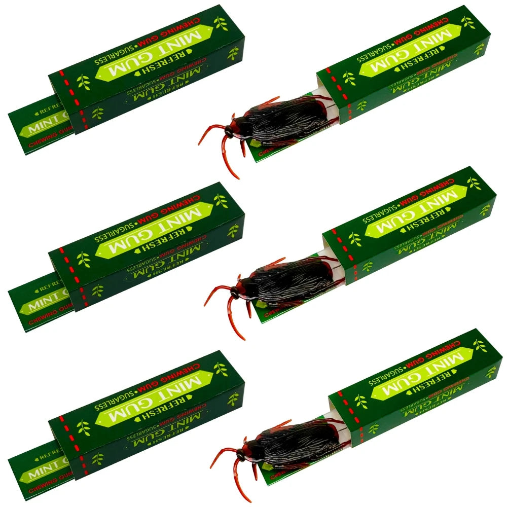 Halloween Prank Cockroach Chewing Gum Pack - Fake Plastic Cockroaches for Party & Decoration