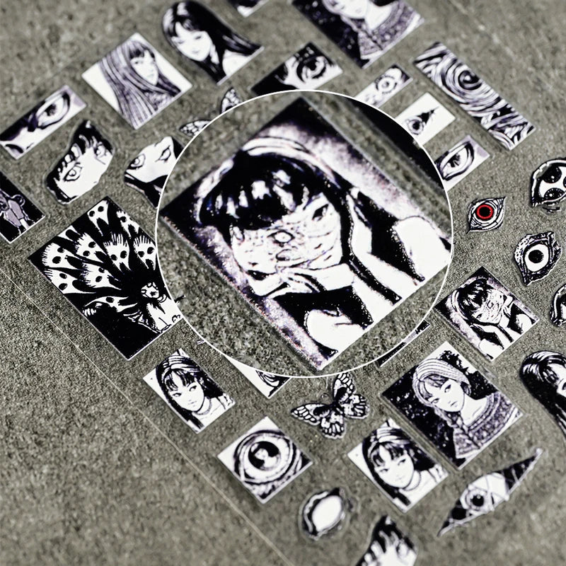 Halloween Girl Nail Stickers - 5D Embossed Anime Horror Nail Decals