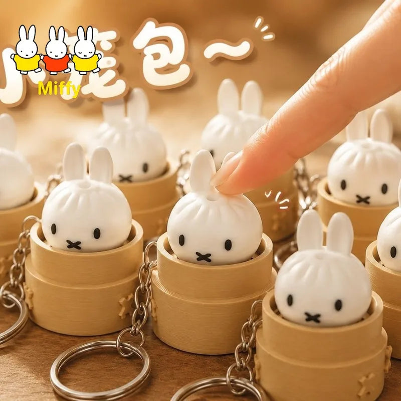 Kawaii Miffy Stress-Relief Steamed Bun Keychain Toy - Cute Cartoon Carrying Accessory