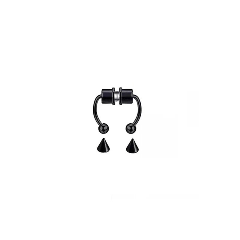 Fake Nose Ring Clips Set - Non-Piercing Magnetic Septum Jewelry for Women & Men